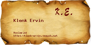 Klenk Ervin névjegykártya