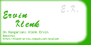 ervin klenk business card